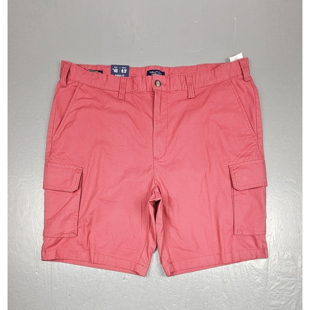 Nautica Shorts Mens 40 Pink Classic Fit Cargo Chino Cotton Golf Deck Preppy NWT